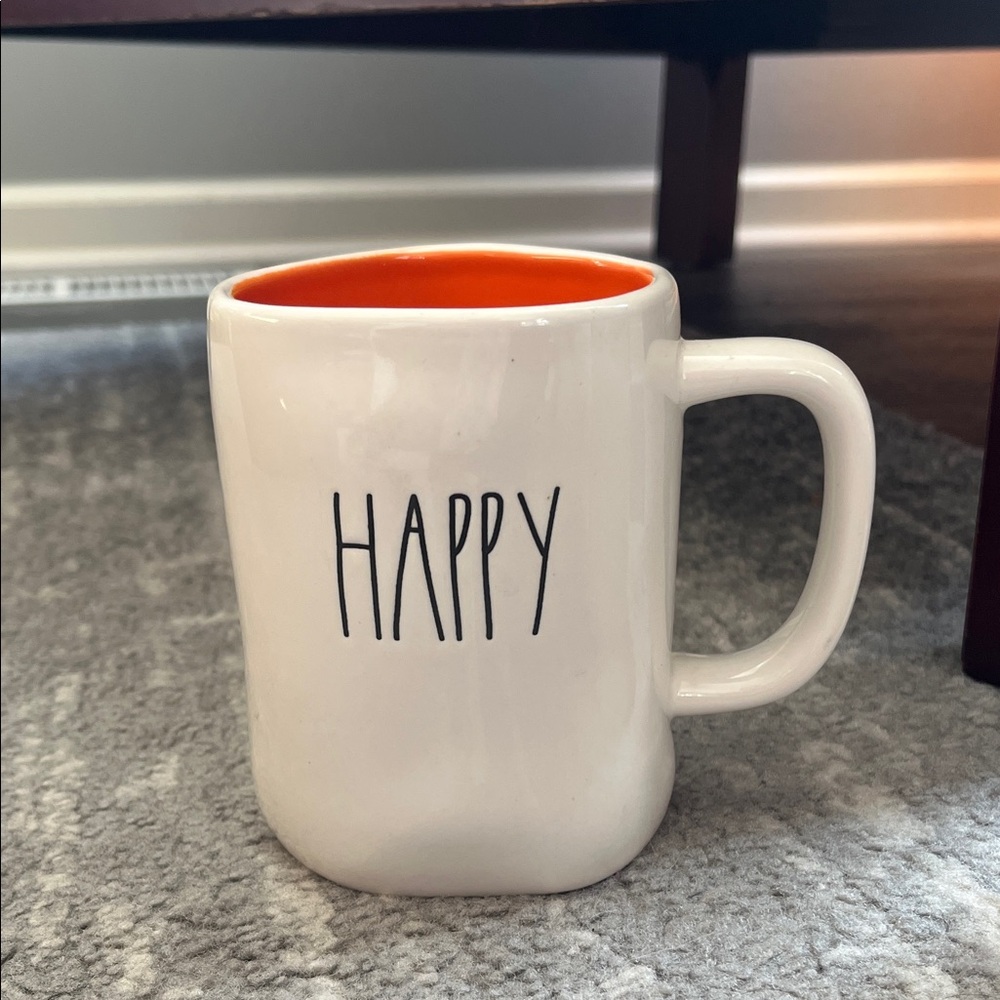 Rae Dunn Happy Halloween - White and Orange Mug